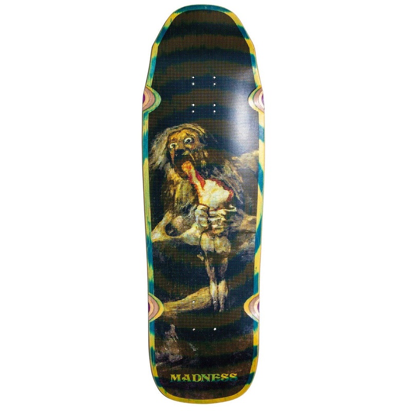 Madness Halftone Green Swirl Saturn Eating His Son R7 Shaped Skateboard Deck 9.5″ 9.5″