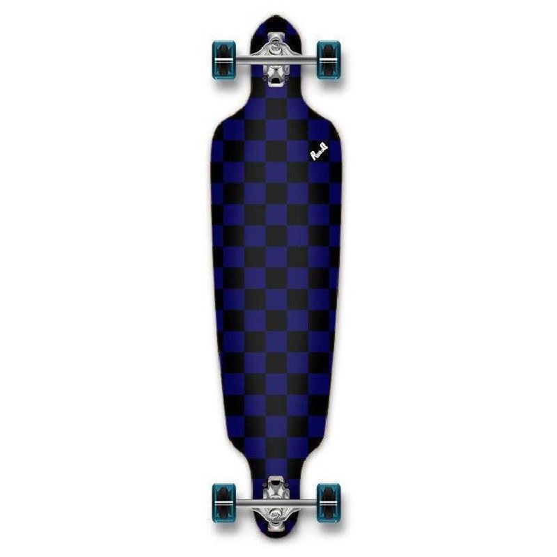 Punked Checkered Blue Drop Through Longboard Complete