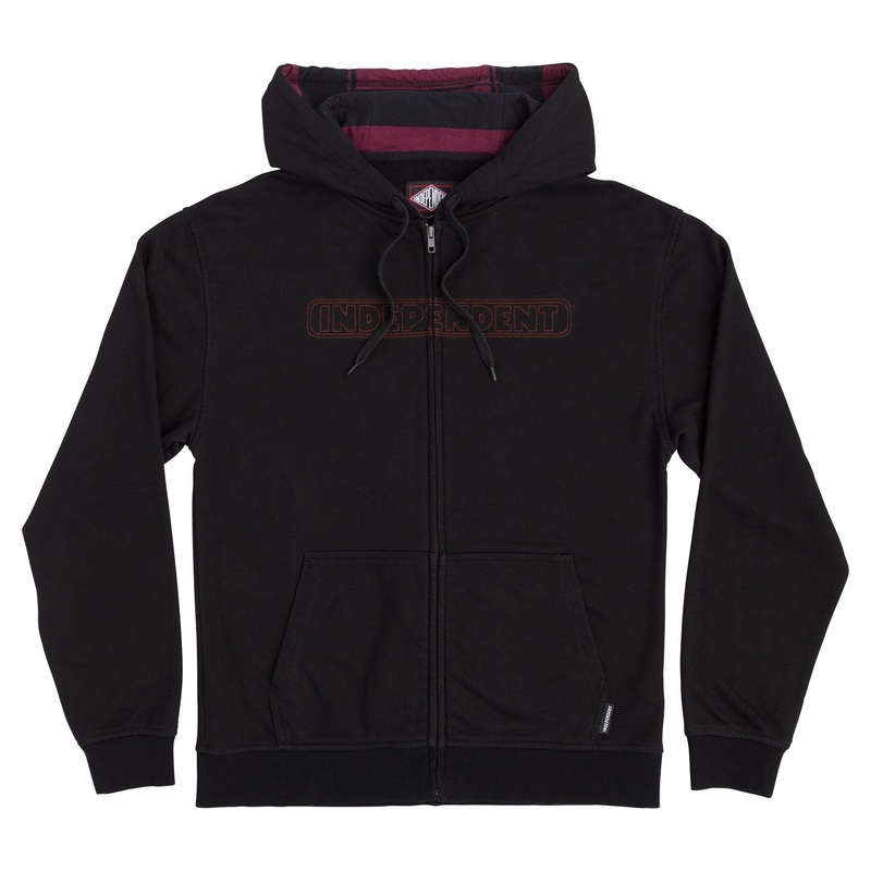 Independent Truck Bar Stitch Zip Hooded Sweatshirt Small Black/Black