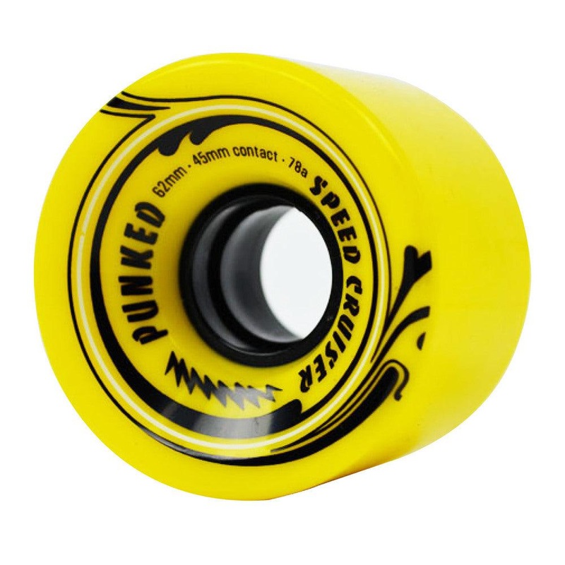 Punked Speed Cruiser in Solid Yellow 62mm/78A Longboard Wheels