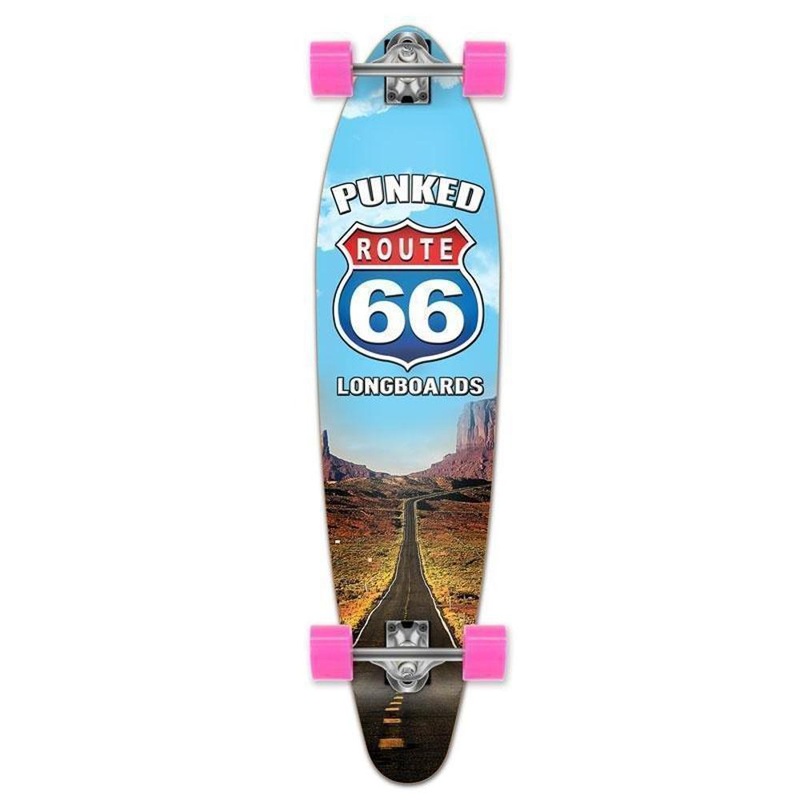 Route 66 Punked Kicktail Longboard 40″ The Run Complete