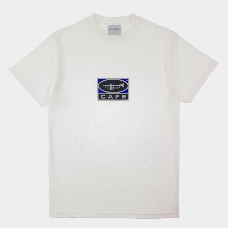 Skateboard Cafe – Trumpet Logo T Shirt – White S