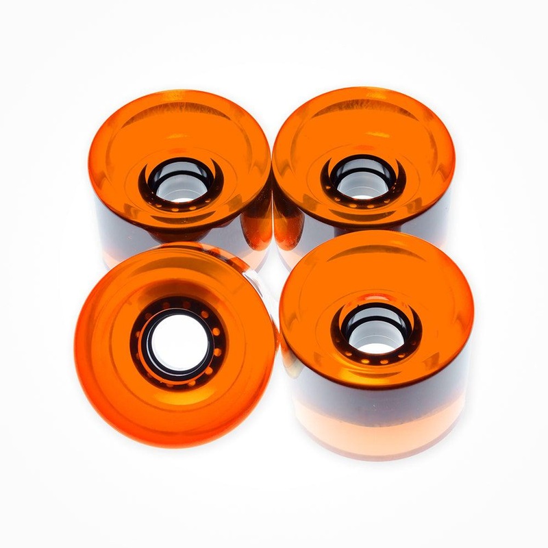 Clear Orange Square Lipped Longboard Wheels 70mm x 80a