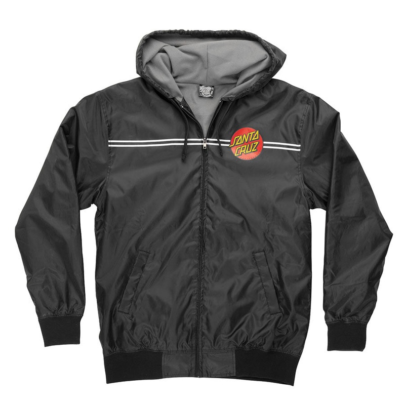 Dot Mens Santa Cruz Hooded Windbreaker Black S