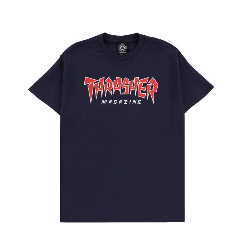 Thrasher Jagged Logo Tee – Navy Small
