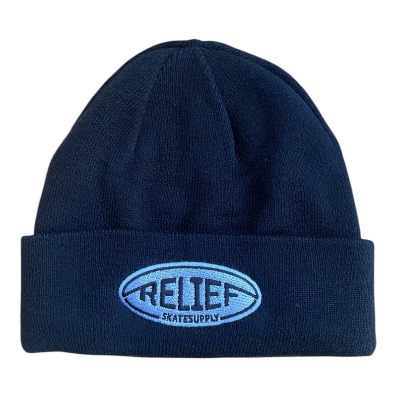 Relief Oval Embroidery Beanie Black OS