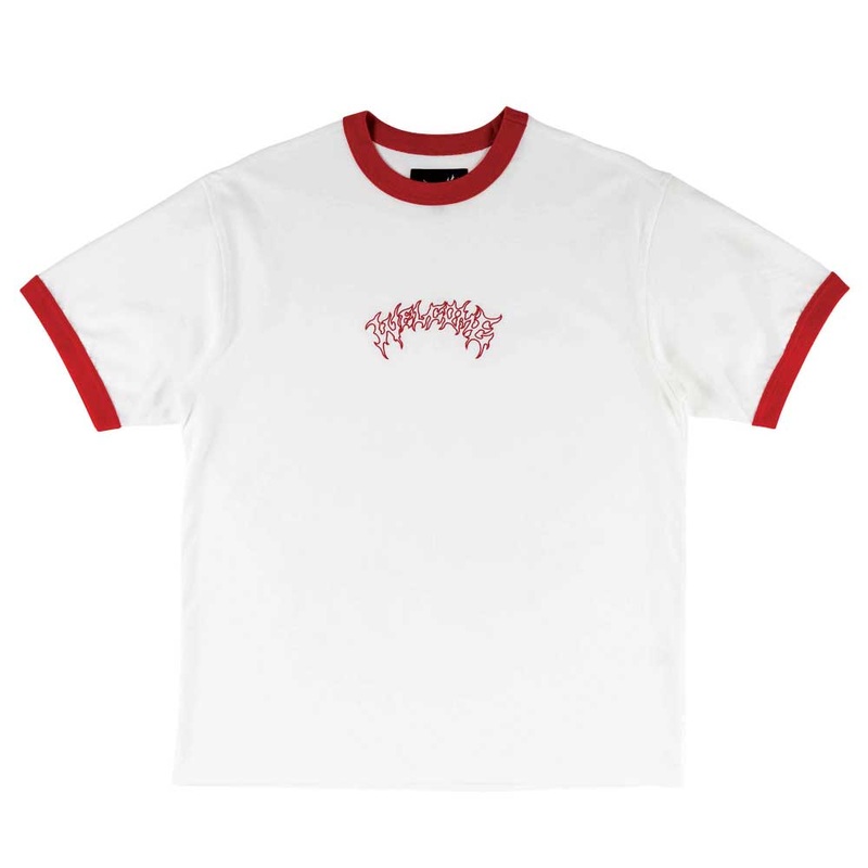 Welcome Barb Ringer Short Sleeve T-Shirt Small White