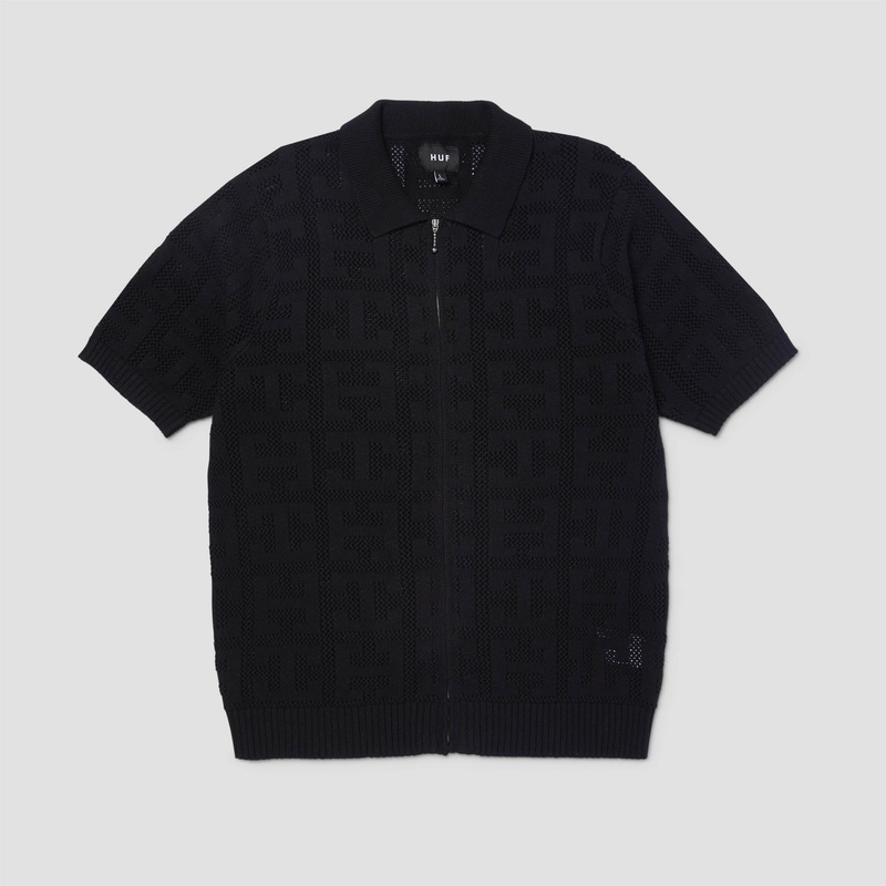 HUF Monogram Jacquard Zip Sweater Black Small