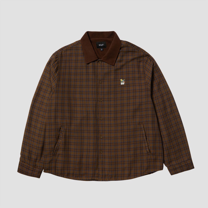 HUF Weston Fleece Crew Lined Shacket Espresso Small