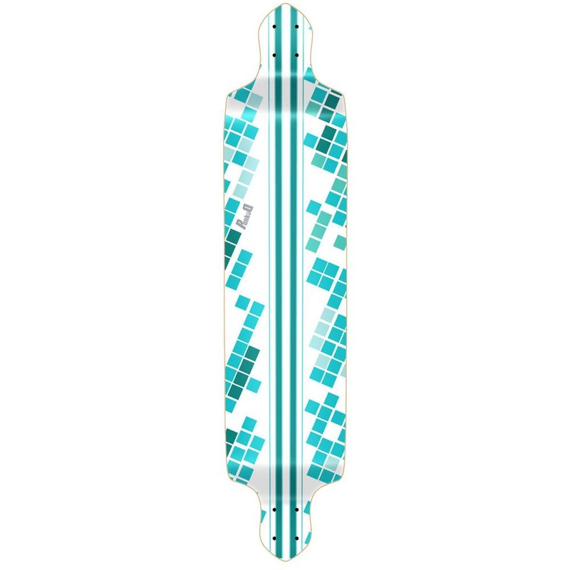 Punked Drop Down White Digital Wave Longboard Deck Deck