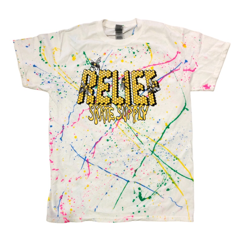 Relief Honey Bee Paint Splatter T Shirt White S