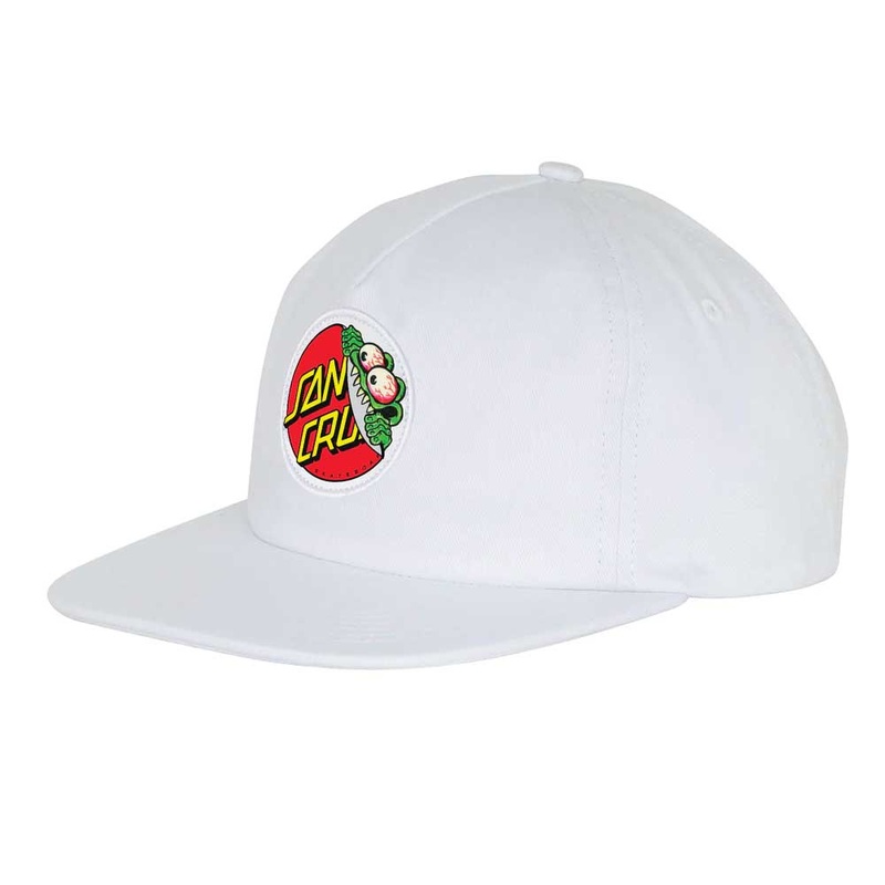 Santa Cruz Beware Dot Strapback Mid Profile Hat – White White