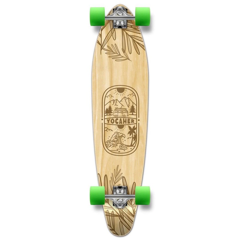 Yocaher Adventure Natural 40″ Kicktail Longboard Complete