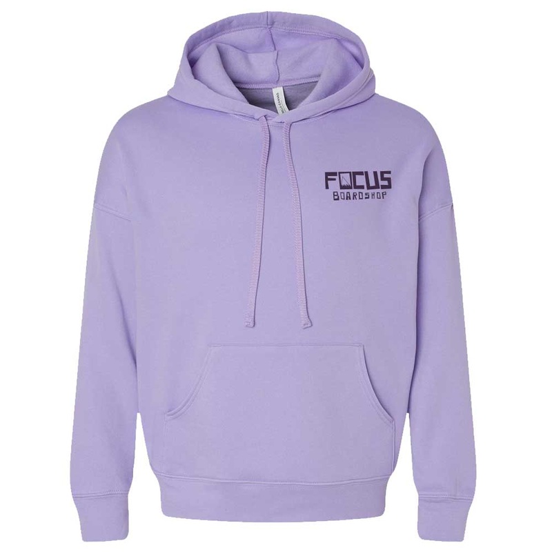 Focus Boardshop Snow Logo Drop Shoulder Pullover Hoodie – Lavender Small Lavender