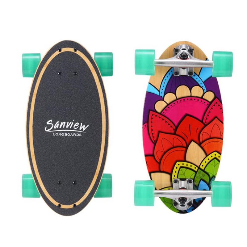 Sanview Flower 19″ Mini Egg Bamboo Longboard Complete