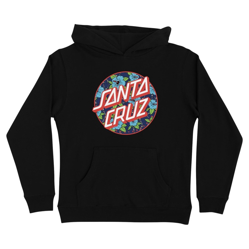 Screaming Hibiscus Dot Youth Santa Cruz Hoodie Black S