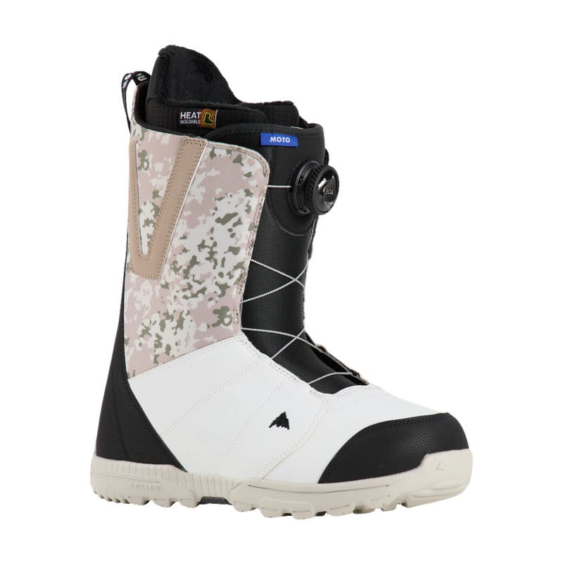 Burton Men’s Moto BOA Snowboard Boots Black/White/Snowfall Camo 9
