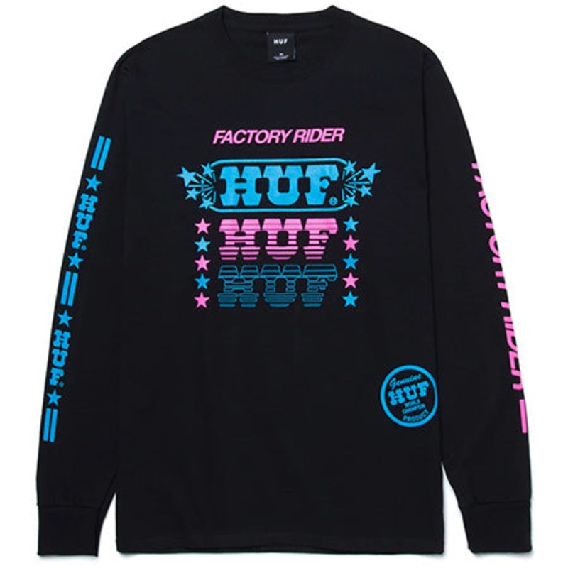 HUF Factory Long Sleeve T Shirt Black Extra Large