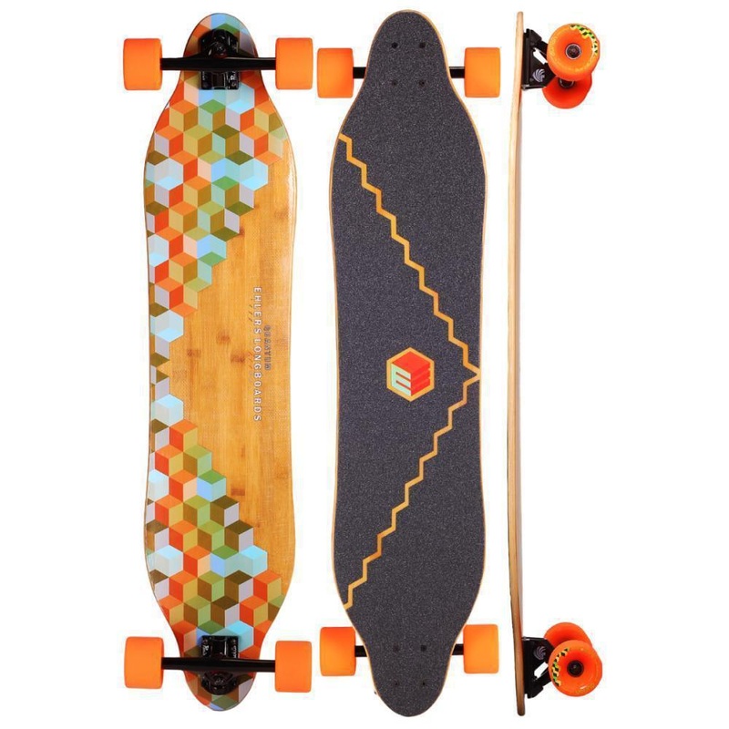 Quantum Fiberglass Flex Bamboo Top Mount  41″ Longboard Deck with griptape