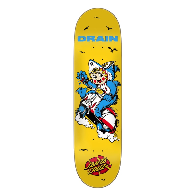 8.5in Drain Scooter LTD Santa Cruz Skateboard Deck No Color 8.5in x 32.2in