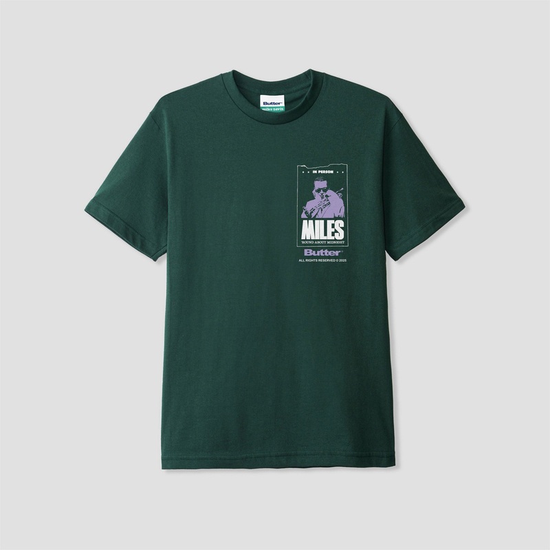 Butter Goods x Miles Davis Round About Midnight T-Shirt Dark Forest Small