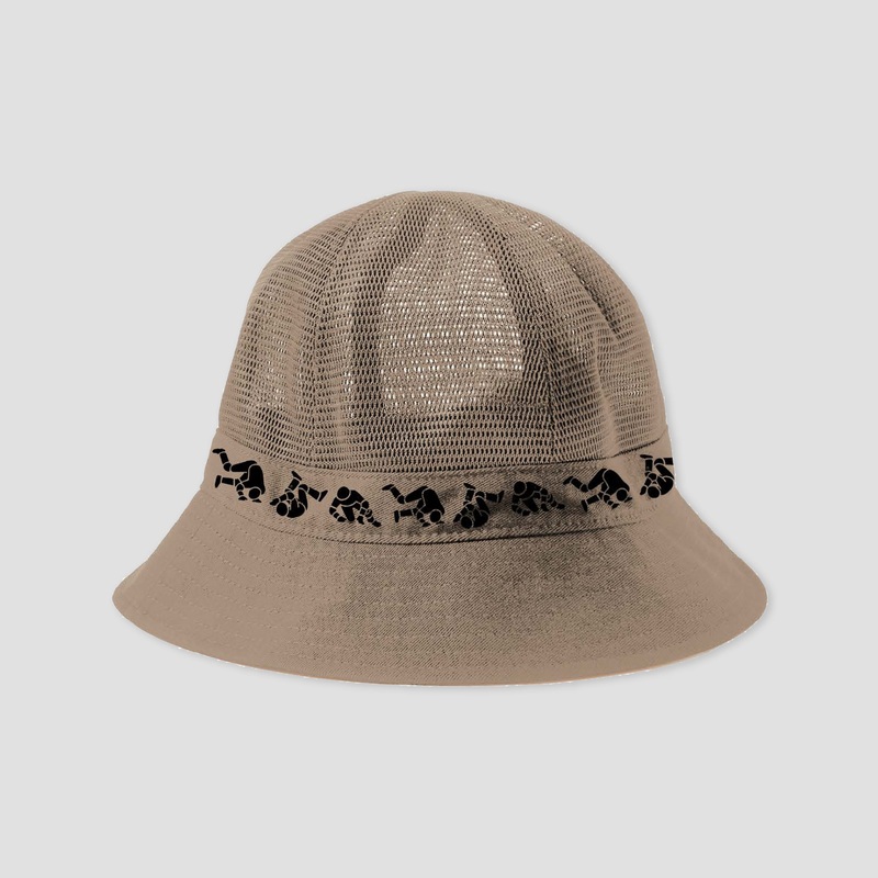 Hockey Fall Guy Mesh Bucket Hat Tan