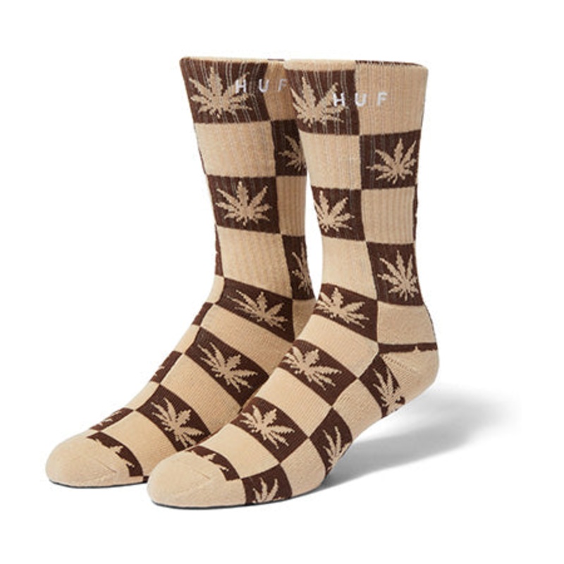 HUF Checkered Plant Life Crew Socks Wheat One size fits all