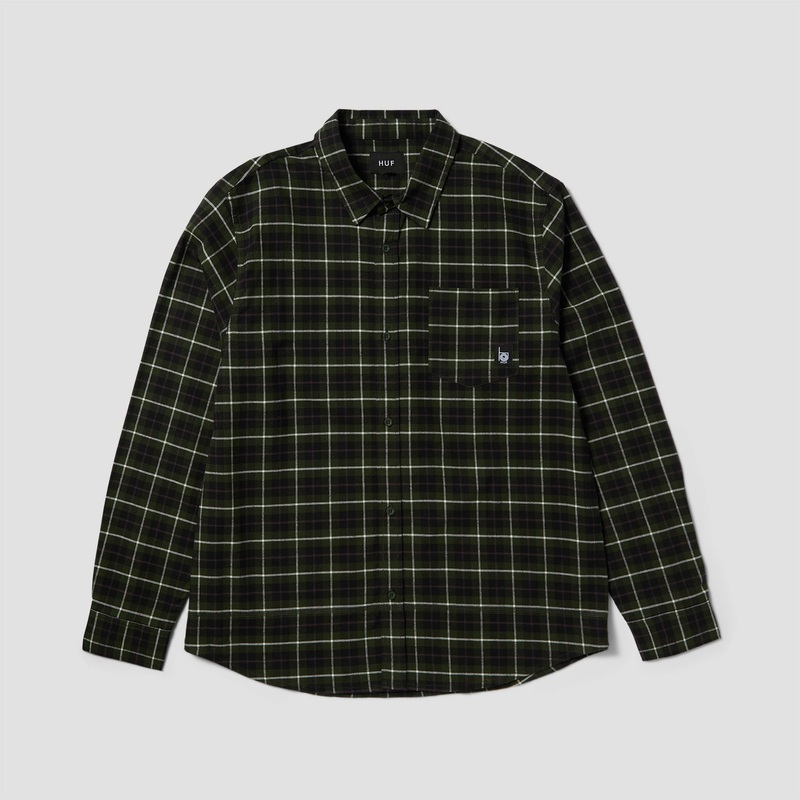 HUF Modal Plaid Shirt Olive Small