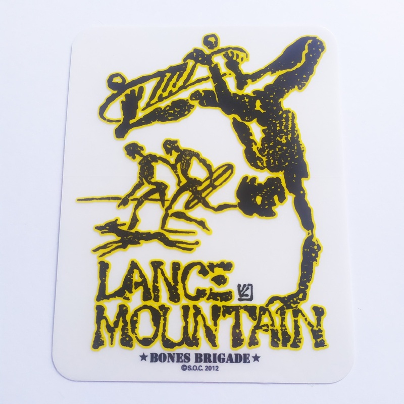 Powell Peralta, Lance Mountain “Future Primitive” Skateboard Sticker in Yellow. 11.5cm x 9cm approx
