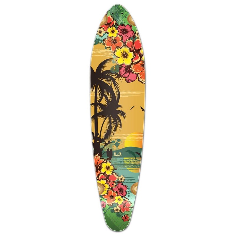 Punked Kicktail Tropical Day Longboard Deck Deck