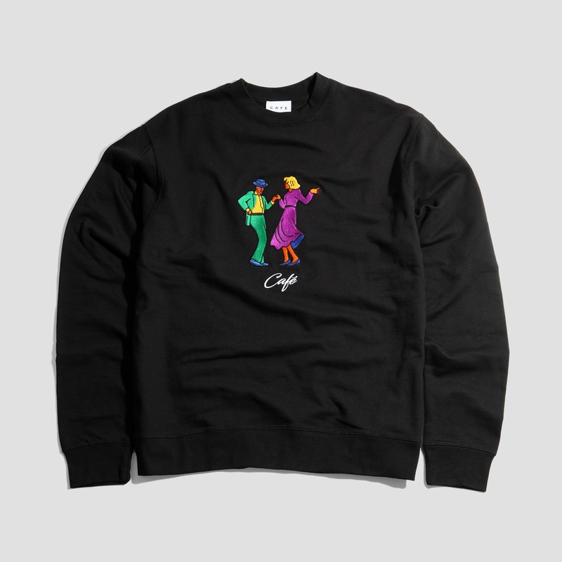 Skateboard Cafe Swing Embroidered Crew Black Small