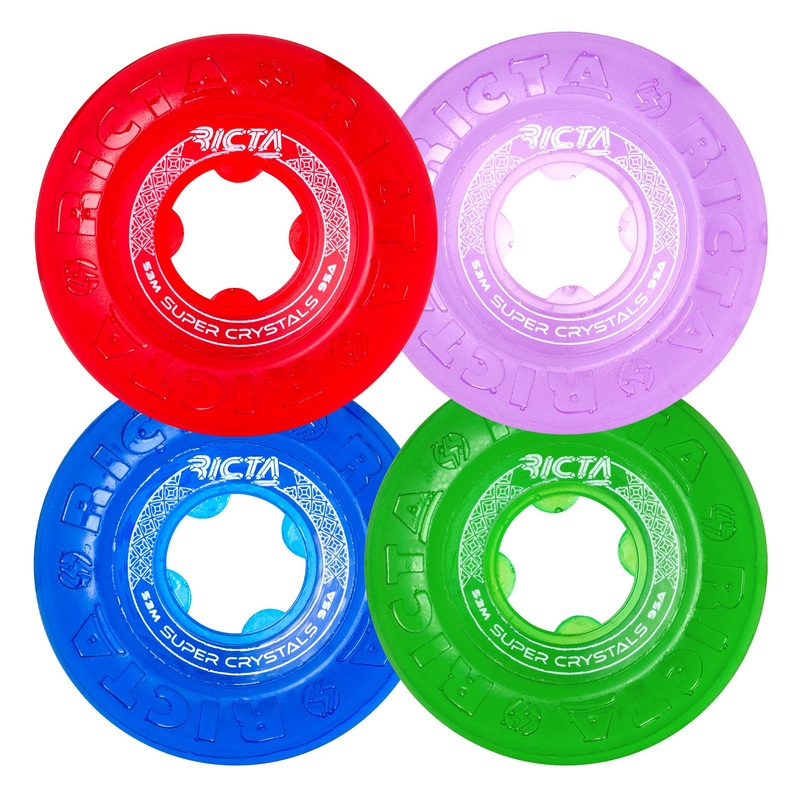 53mm Super Crystals Trans Purple Green Blue Red 95a Ricta Skateboard Wheels Transparent Purple Green Blue Red 53mm