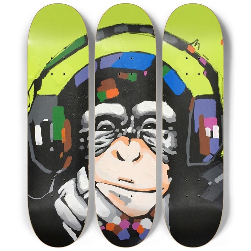 DJ Monkey Skateboard Wall Art No wall hangers