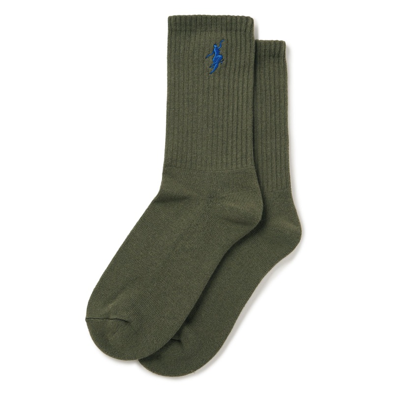 Polar Skate Co. No Comply Rib Socks Dusty Olive/Blue US 7-9 (Unisex/Mens)