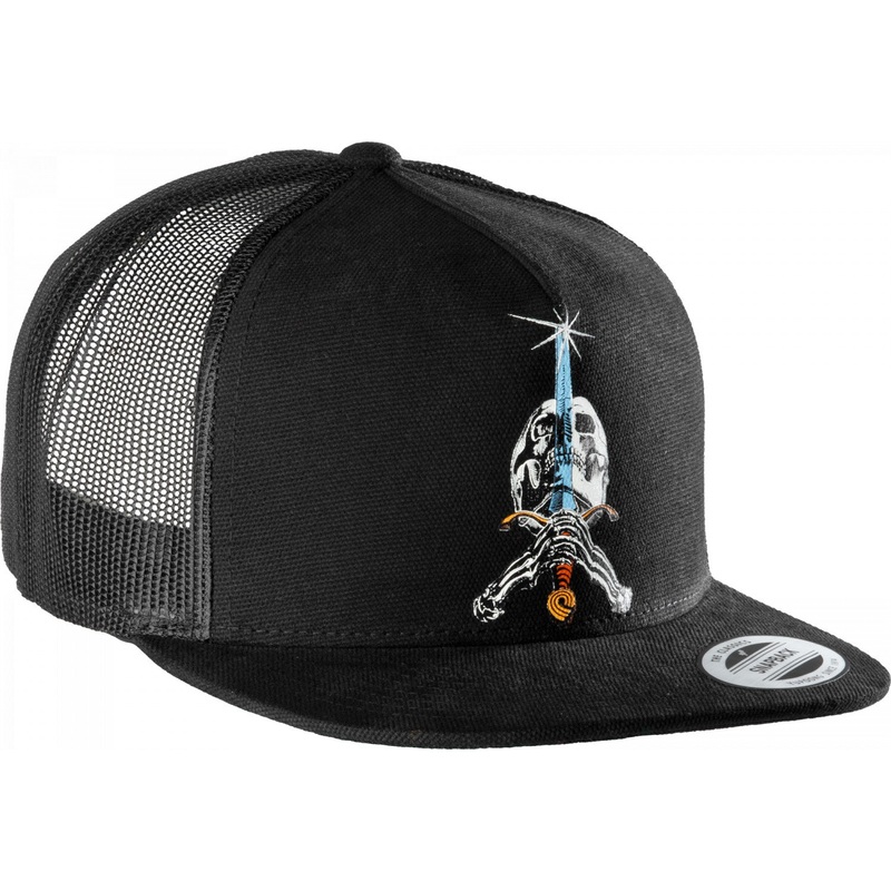 Powell Peralta Skull and Sword Black Trucker Hat