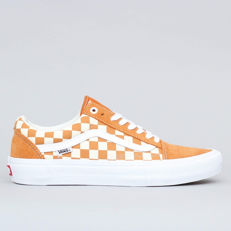 Vans Old Skool Pro Shoes (Checkerboard) Golden Oak UK7