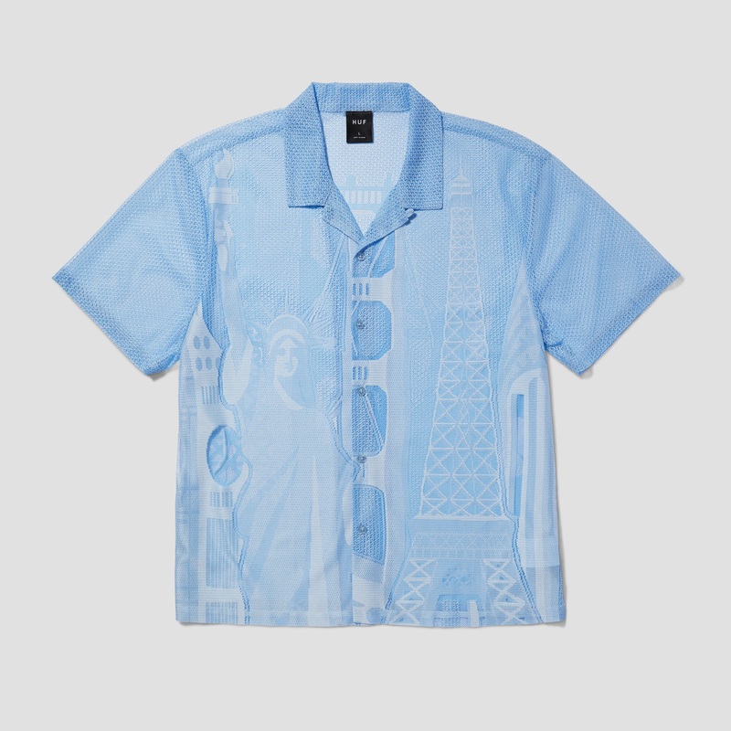 Huf World Tour Shortsleeve Lace Shirt Cloud Blue Small