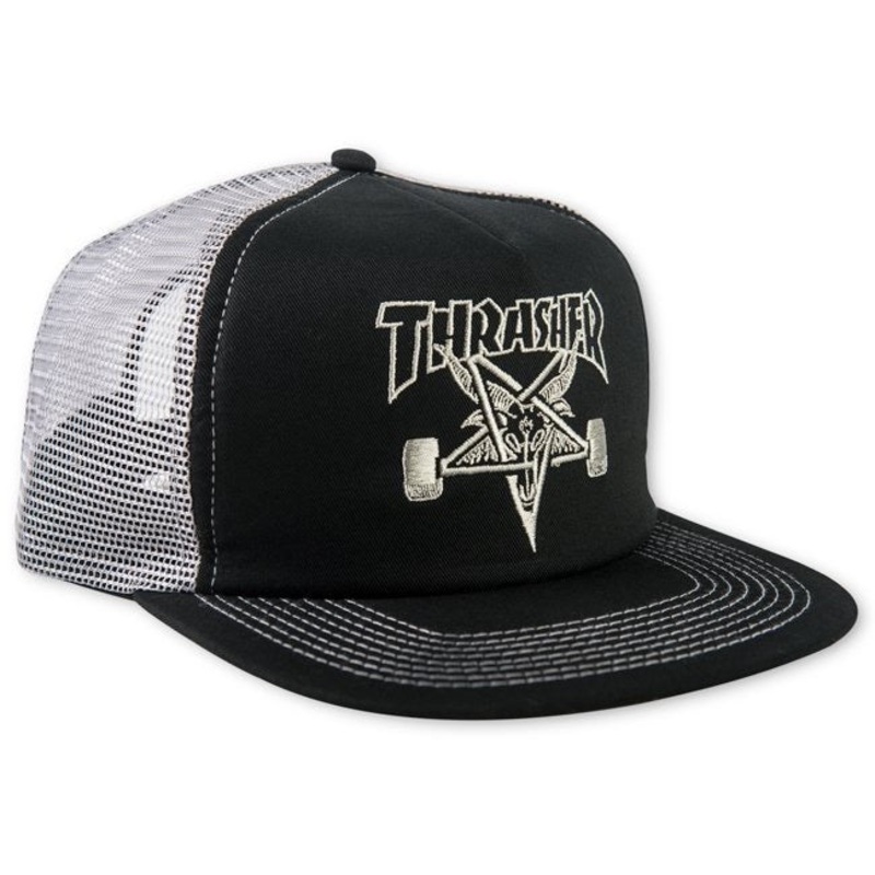 Thrasher Embroidered Skategoat Mesh Cap (Black/Gray) OS