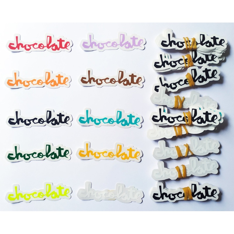 Chocolate Chunk Logo Skate Stickers with various colours 8 cm – 10 pack