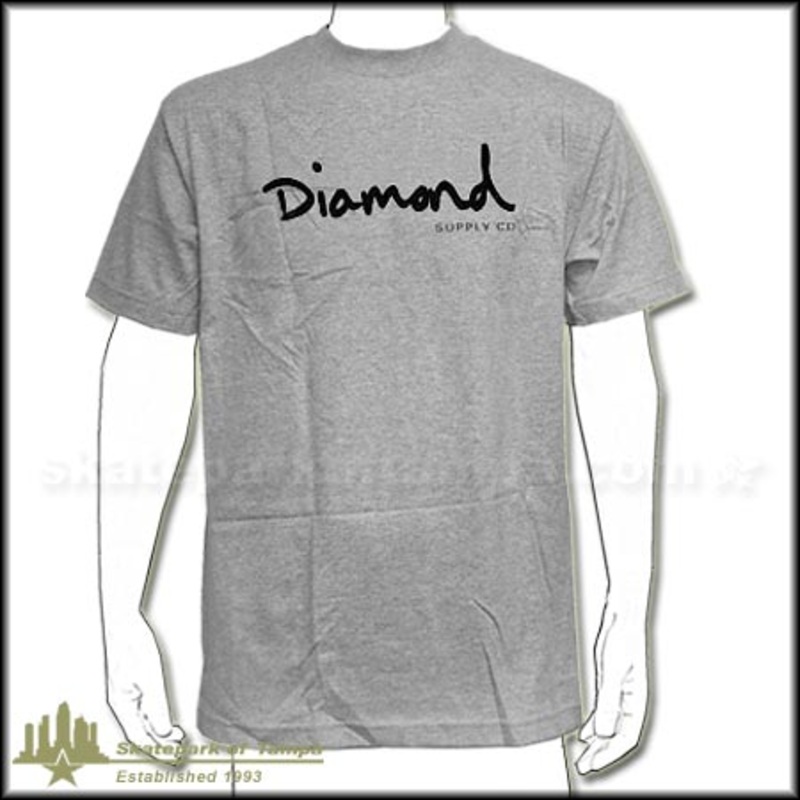 Diamond OG Script T Shirt Heather Grey Large