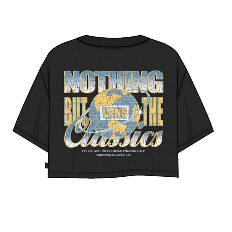 Vans Womens Classics Relaxed Crop Wash T Shirt Black Extra Small