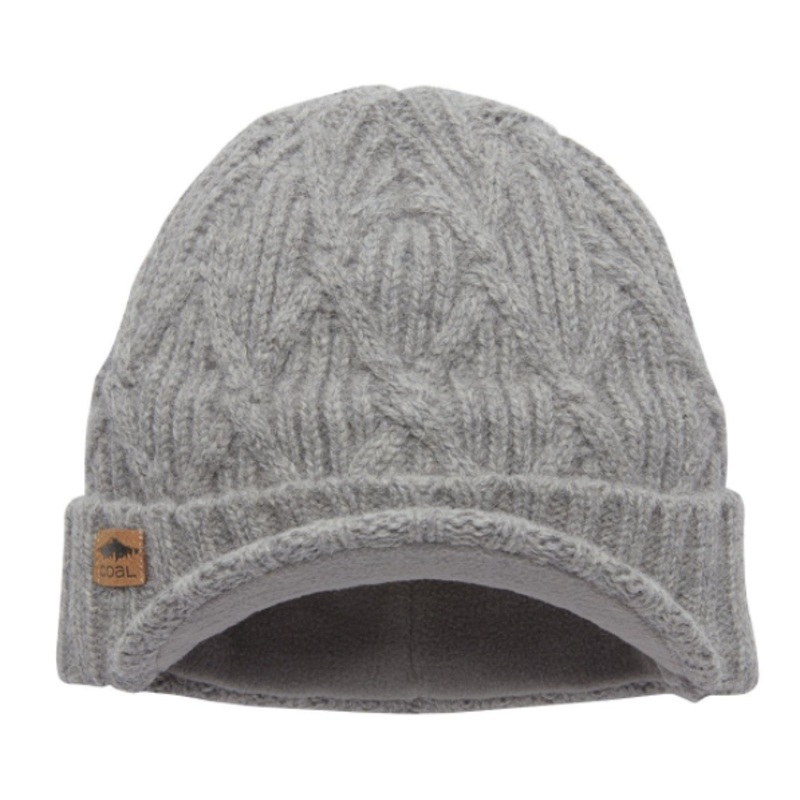 Coal Yukon Cable Knit Wool Brim Beanie Black