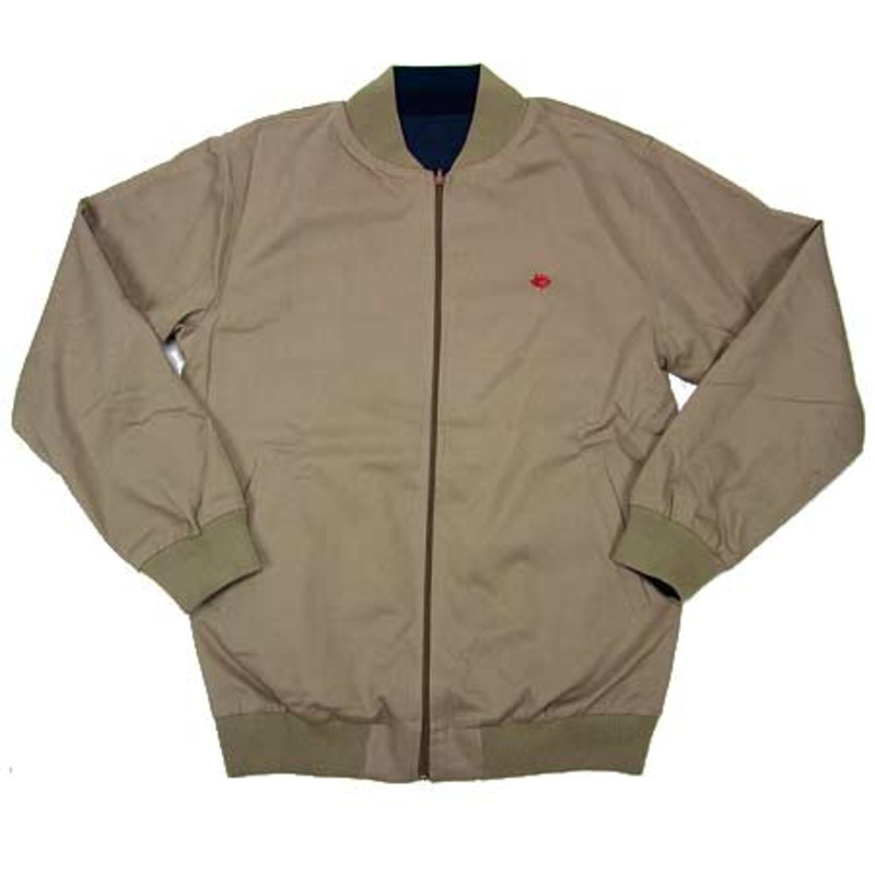 Magenta Two Face Reversible Bomber Zip-Up Jacket Khaki/ Navy Small