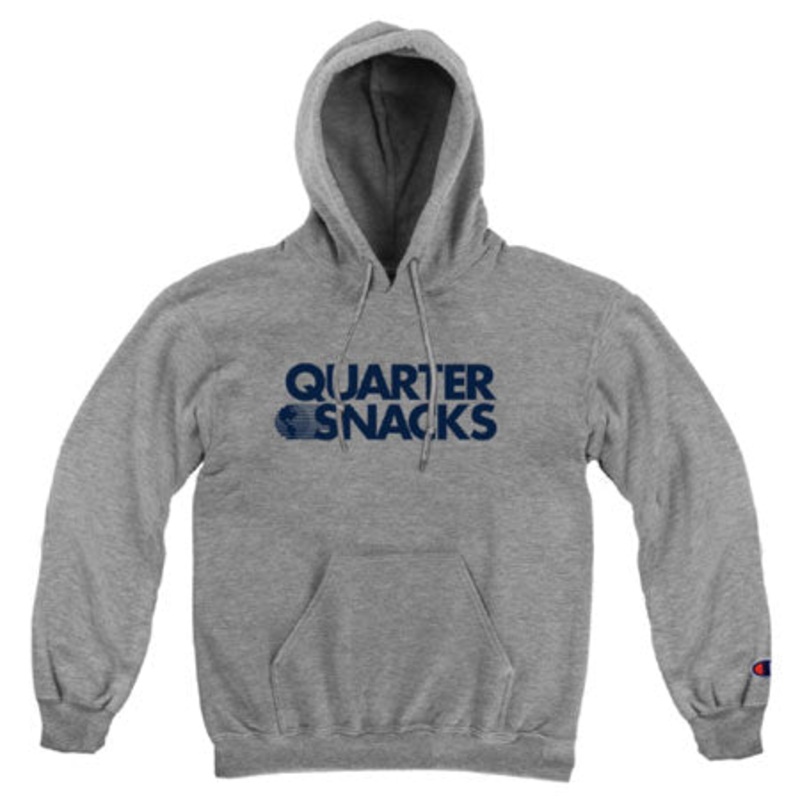 Quartersnacks Journalist Logo Champion Hooded Sweatshirt Heather Grey Extra Large