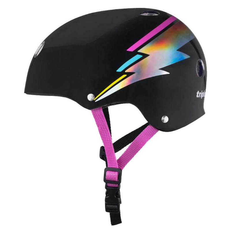 Triple 8 Certified Sweatsaver Skateboard Helmet – Black Lightning Hologram XS/S Black Lightning Hologram