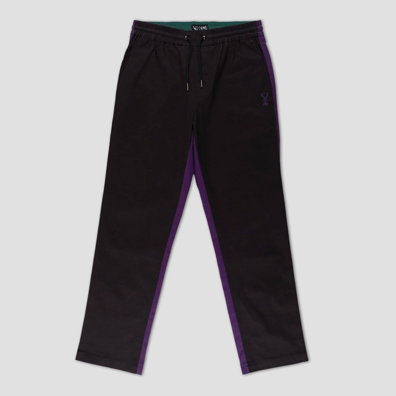 Welcome Dark Wave Split Colour Elastic Pant Black / Grape Small