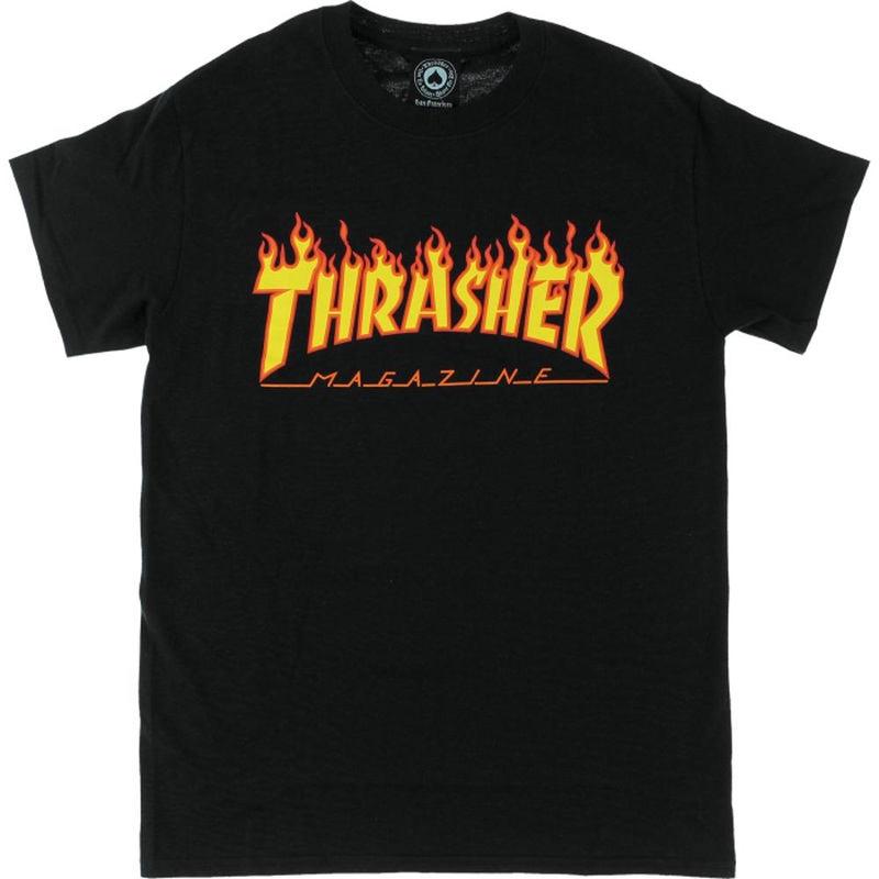 Thrasher Flame Logo Black XXL T-Shirt