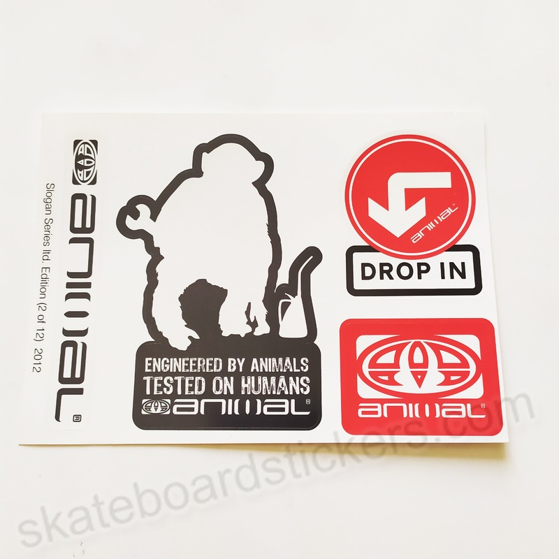 Animal Surfwear Surf / Surfing / Surfboard Sticker Sheet – 14.5cm across approx