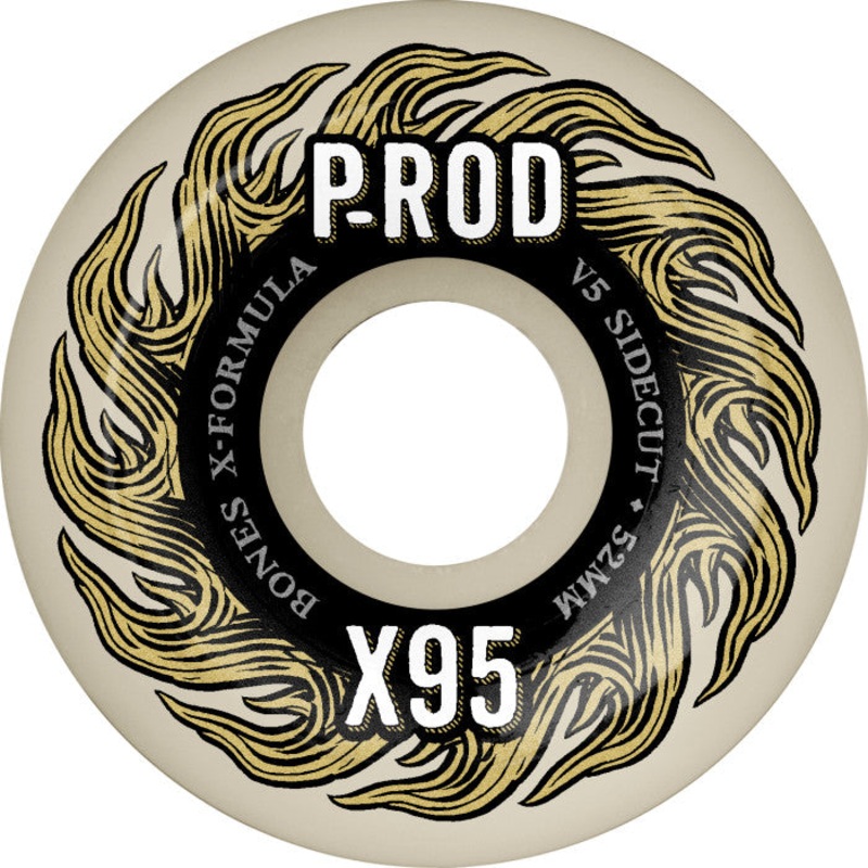 BONES WHEELS X-Formula Skateboard Wheels P-Rod Pro V5 Sidecut 95A 4pk (52, 53, 54mm) 52mm