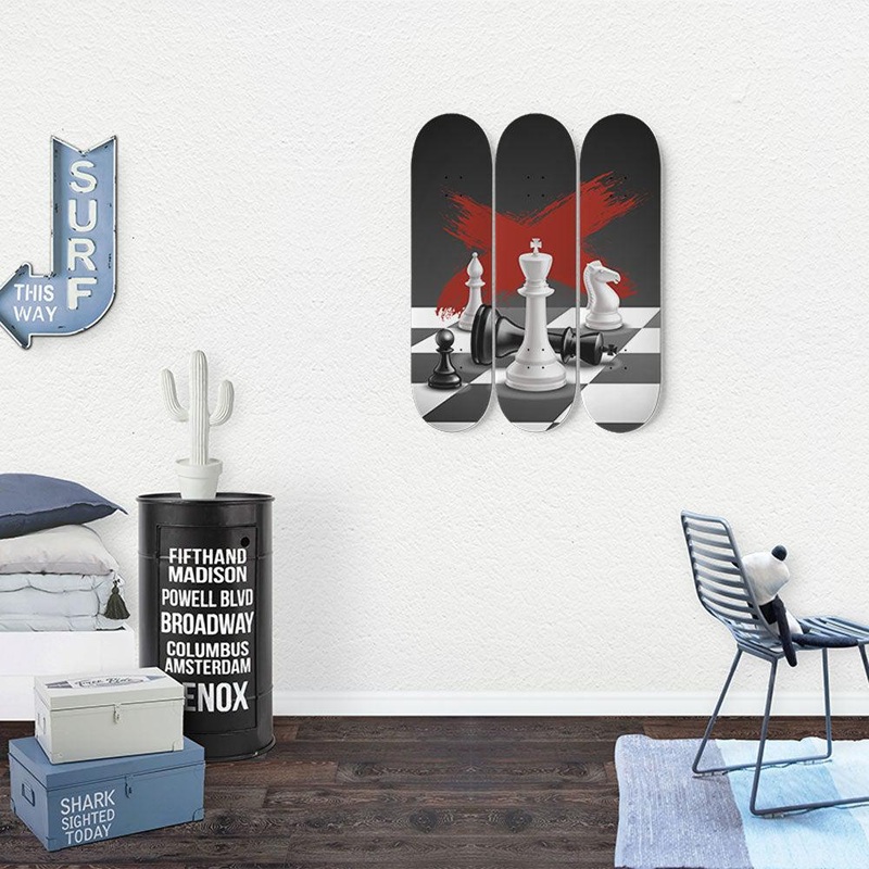 Chess Pieces Skateboard Wall Art
